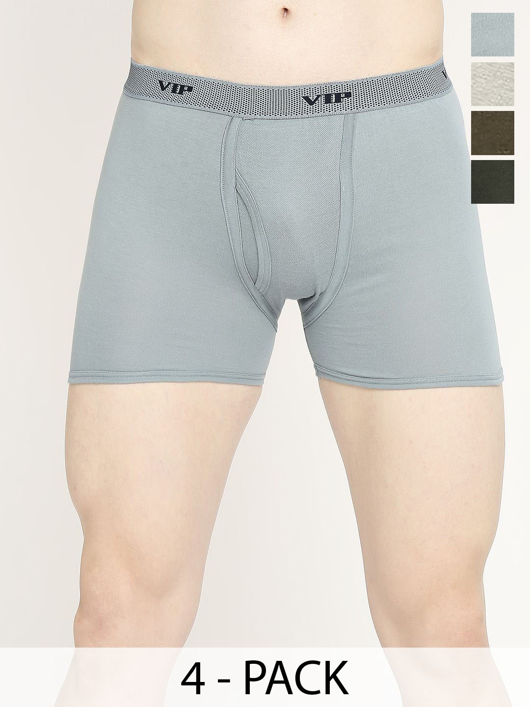 VIP Men Pack Of 4 Solid Snug Fit Breathability Trunks VP-MI-TR-FRESH-10P-PO3-80, Grey
VIP Men Pack Of 4 Solid Snug Fit Breathability Trunks VP-MI-TR-FRESH-10P-PO3-80, Grey