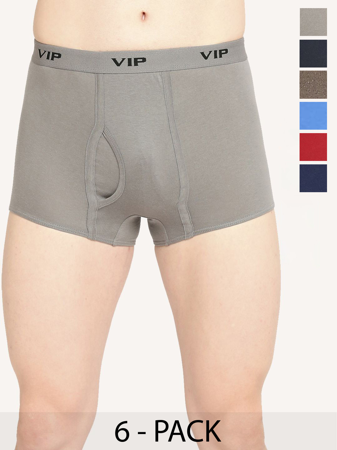 VIP Men Pack of 6 Solid Assorted Pure Cotton Breathability Trunks VP-MI-TR-PUNCH-10P-PO6-110
VIP Men Pack of 6 Solid Assorted Pure Cotton Breathability Trunks VP-MI-TR-PUNCH-10P-PO6-110