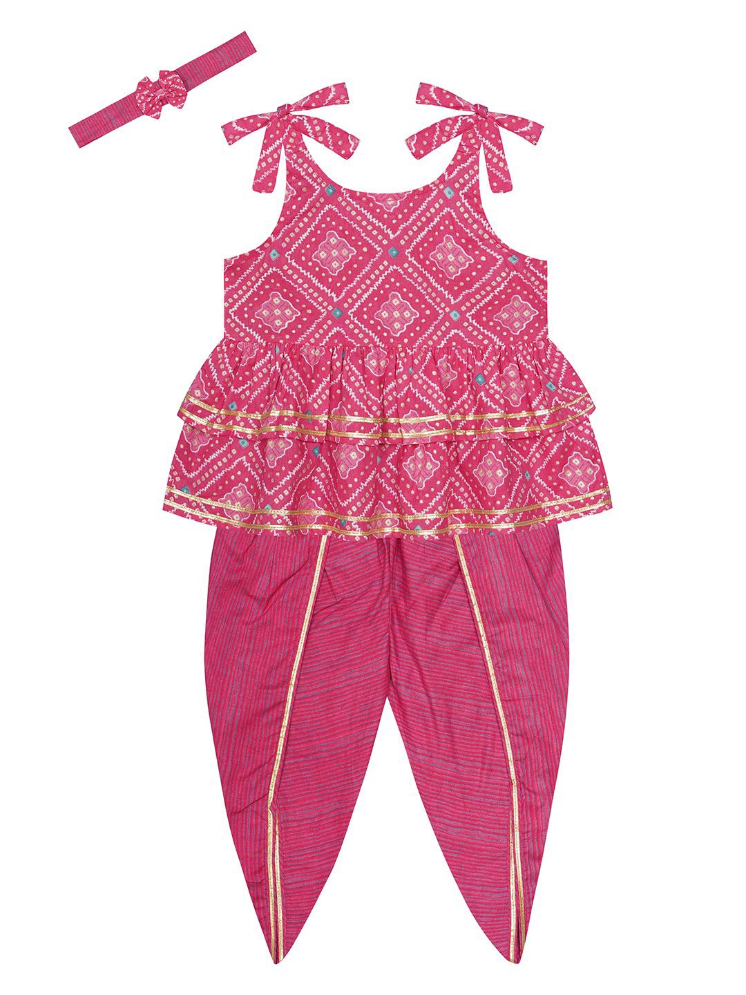 Budding Bees Girls Printed Shoulder Straps Pure Cotton Top with Dhoti Pants With Hairband, Pink
Budding Bees Girls Printed Shoulder Straps Pure Cotton Top with Dhoti Pants With Hairband, Pink