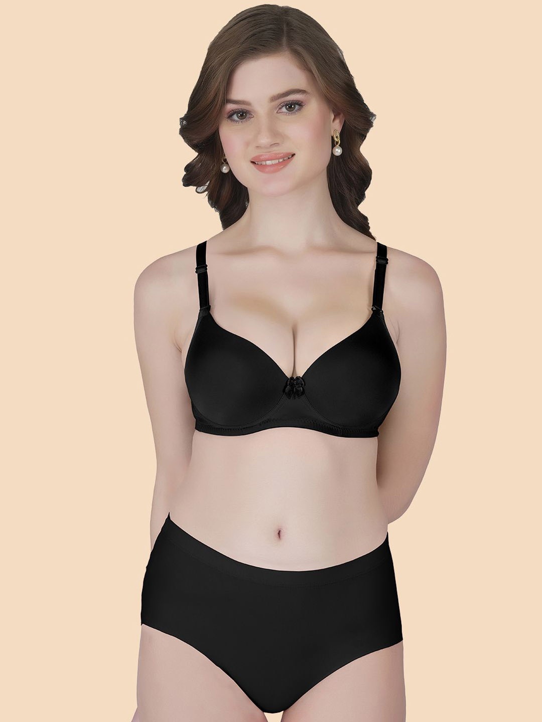 Tweens Women Solid Mid Rise Multiway Heavily Padded Lingerie Set TW-91035-BLK-PAN-1PC, Black
Tweens Women Solid Mid Rise Multiway Heavily Padded Lingerie Set TW-91035-BLK-PAN-1PC, Black