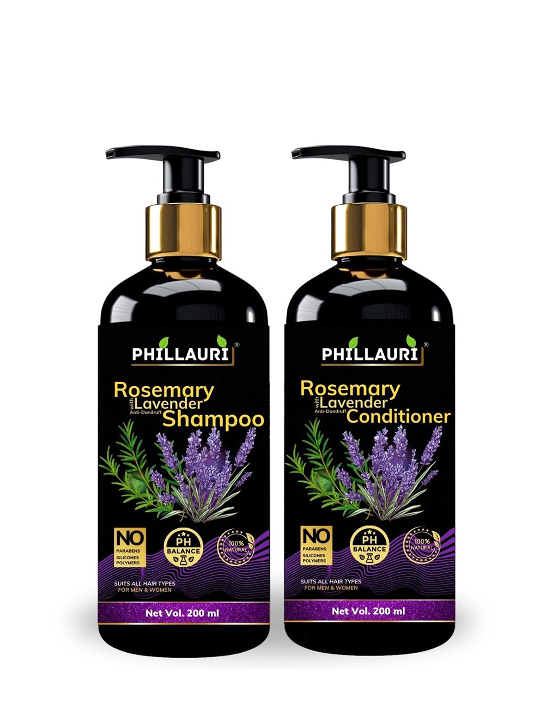 Phillauri Rosemary With Lavender Anti-Dandruff Shampoo & Conditioner Combo-200ml Each, Black
Phillauri Rosemary With Lavender Anti-Dandruff Shampoo & Conditioner Combo-200ml Each, Black