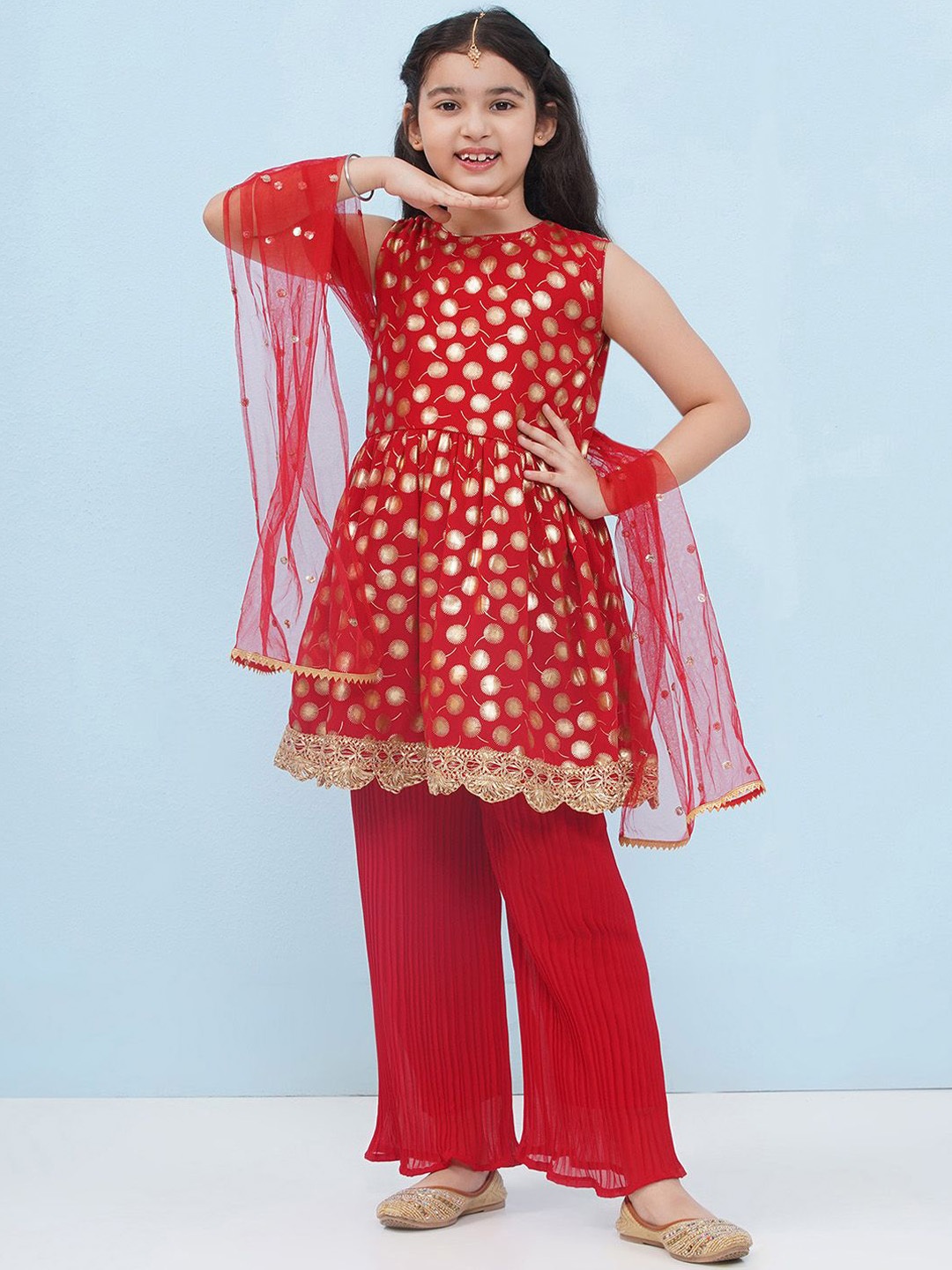 Aj DEZInES Girls Ethnic Motifs Printed Regular Gotta Patti Kurta With Palazzos & Dupatta, Red
Aj DEZInES Girls Ethnic Motifs Printed Regular Gotta Patti Kurta With Palazzos & Dupatta, Red