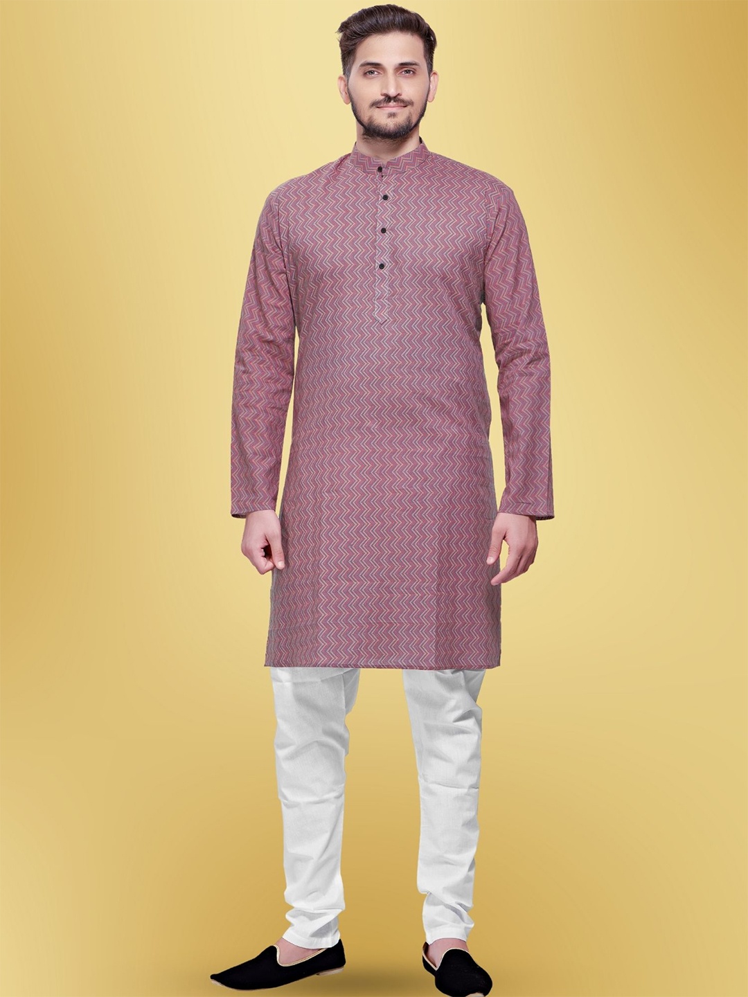 SHIWAM ETHNIX Mandarin Collar Thread Work Block Print Cotton Straight Kurta, Purple
SHIWAM ETHNIX Mandarin Collar Thread Work Block Print Cotton Straight Kurta, Purple