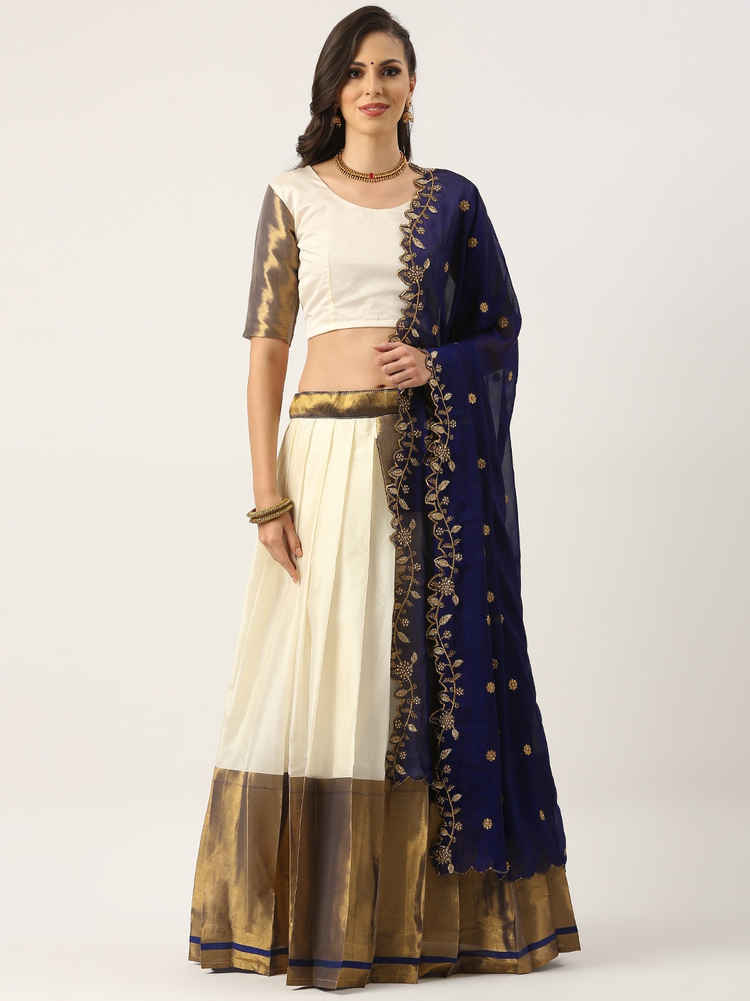 Fabcartz Woven Design Semi-Stitched Lehenga & Unstitched Blouse With Dupatta, Navy blue
Fabcartz Woven Design Semi-Stitched Lehenga & Unstitched Blouse With Dupatta, Navy blue