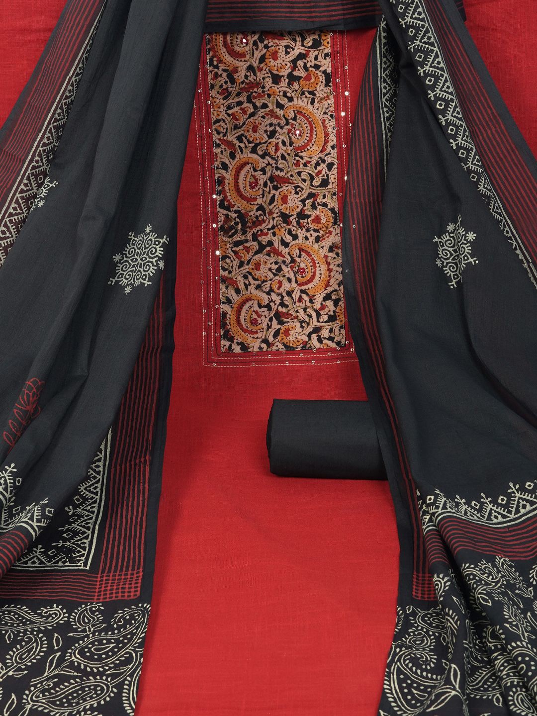 KAMI KUBI Ethnic Motifs Printed Mirror Work Pure Cotton Unstitched Dress Material, Maroon
KAMI KUBI Ethnic Motifs Printed Mirror Work Pure Cotton Unstitched Dress Material, Maroon