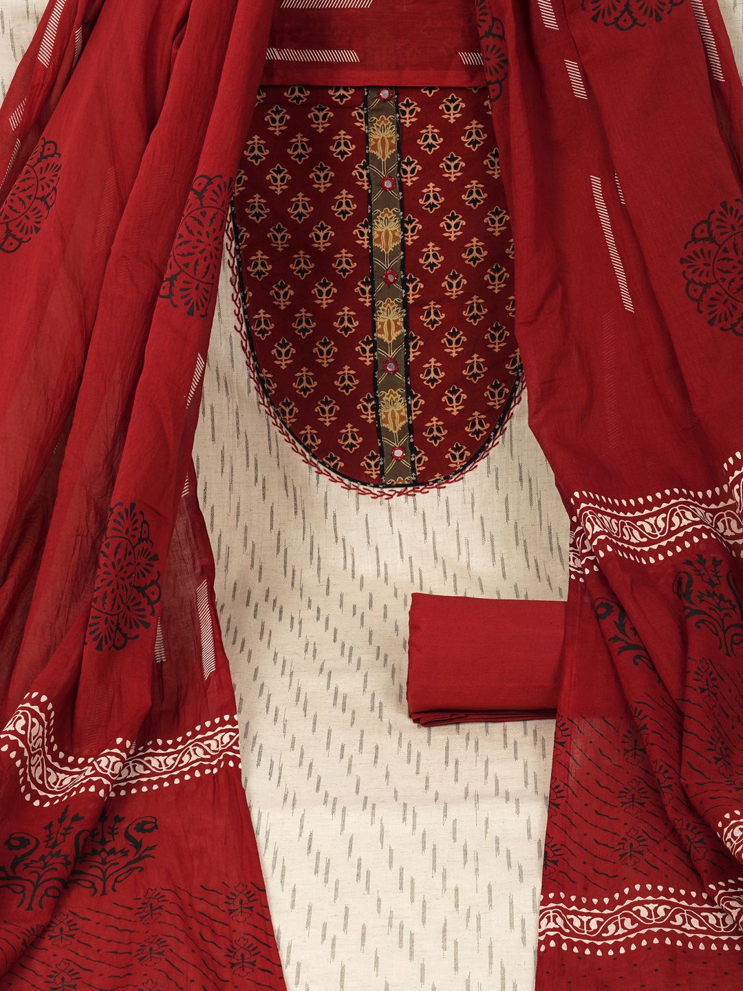 KAMI KUBI Ethnic Motifs Printed Mirror Work Pure Cotton Unstitched Dress Material, Beige
KAMI KUBI Ethnic Motifs Printed Mirror Work Pure Cotton Unstitched Dress Material, Beige