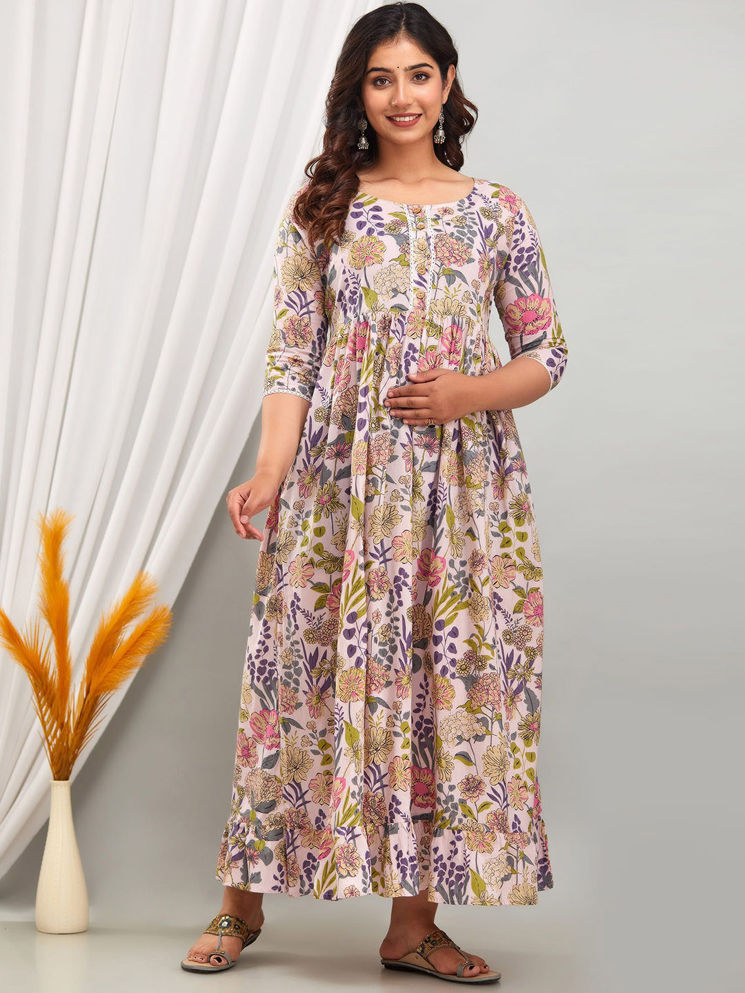 Henal Floral Printed Cotton Maternity Anarkali Kurta, Purple
Henal Floral Printed Cotton Maternity Anarkali Kurta, Purple