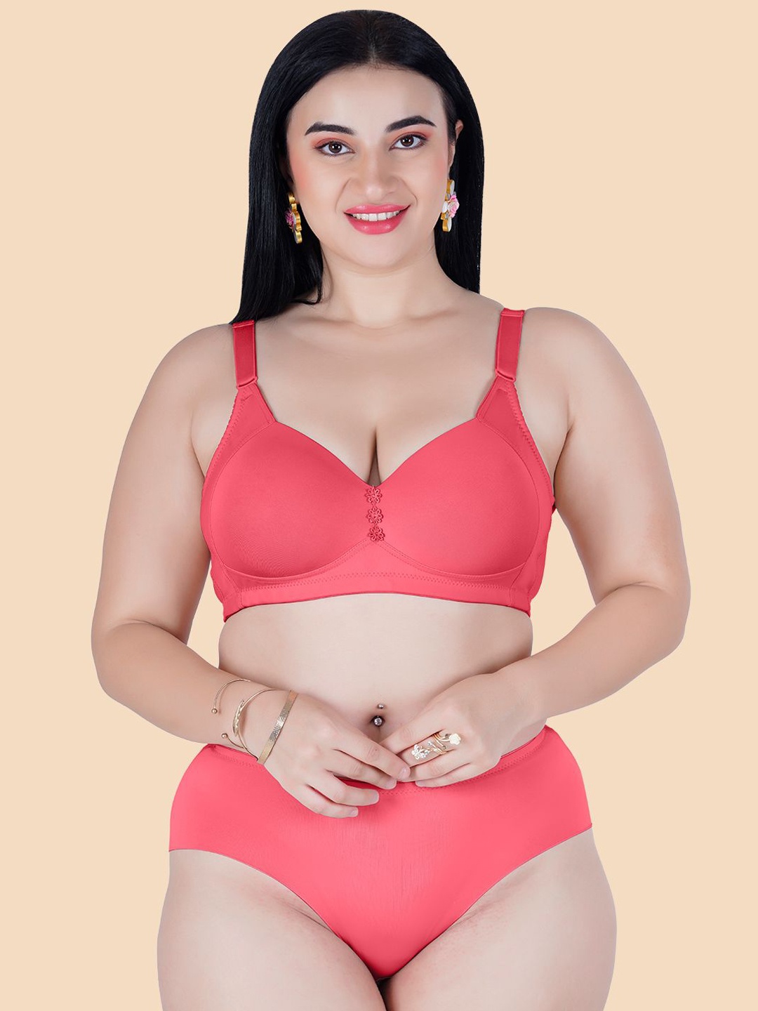 Tweens Women Plus Size Solid High Rise Lightly-Padded Lingerie Set TLW-83320-CRL-PAN-1PC, Coral
Tweens Women Plus Size Solid High Rise Lightly-Padded Lingerie Set TLW-83320-CRL-PAN-1PC, Coral