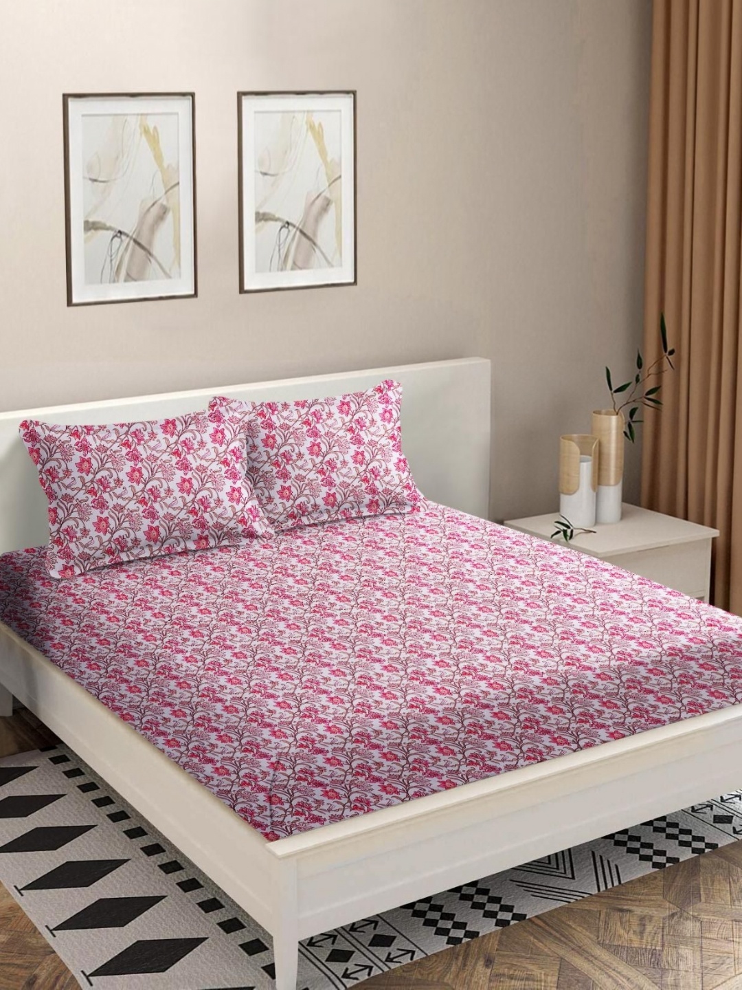 MODEFE Pink & Grey Floral Printed 180 TC Microfiber Queen Bedsheet with 2 Pillow Covers
MODEFE Pink & Grey Floral Printed 180 TC Microfiber Queen Bedsheet with 2 Pillow Covers