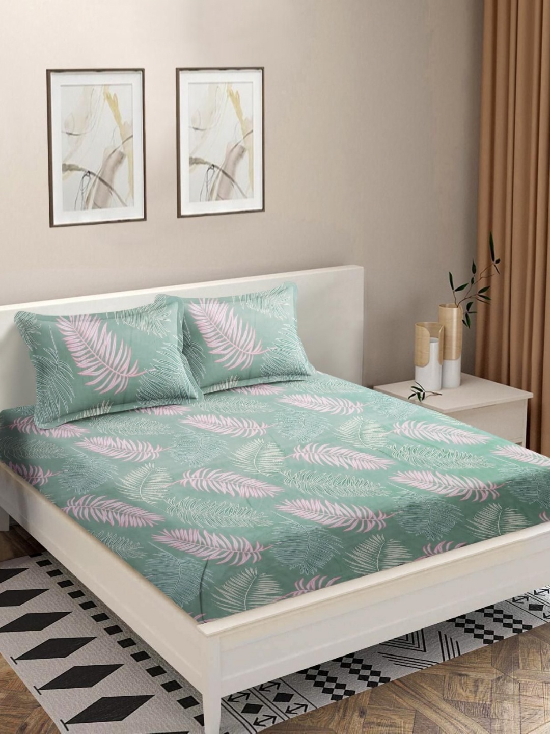 MODEFE Green & Pink Printed Microfiber 180 TC Double Queen Bedsheet with 2 Pillow Covers
MODEFE Green & Pink Printed Microfiber 180 TC Double Queen Bedsheet with 2 Pillow Covers