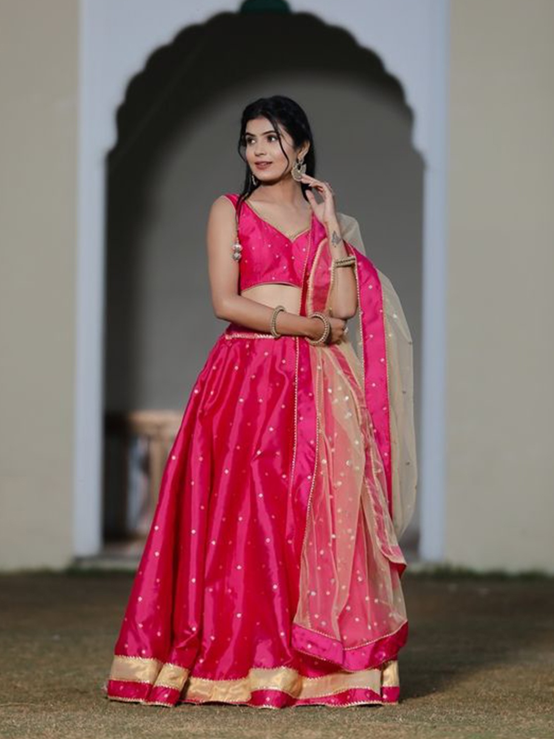 Indi INSIDE Embellished Silk Ready to Wear Lehenga & Unstitched Blouse With Dupatta, Pink
Indi INSIDE Embellished Silk Ready to Wear Lehenga & Unstitched Blouse With Dupatta, Pink