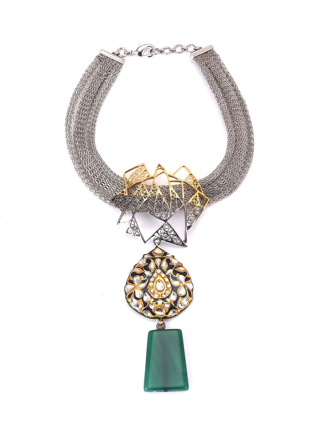 Trupti Mohta Ravishing Royale Rhodium-Plated Stones Studded Geometric Necklace, Silver
Trupti Mohta Ravishing Royale Rhodium-Plated Stones Studded Geometric Necklace, Silver