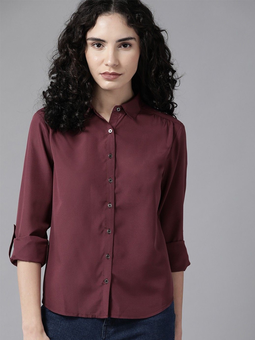 Shaftesbury London Women Roll-Up Sleeves Smart Slim Fit Opaque Semiformal Shirt, Maroon
Shaftesbury London Women Roll-Up Sleeves Smart Slim Fit Opaque Semiformal Shirt, Maroon