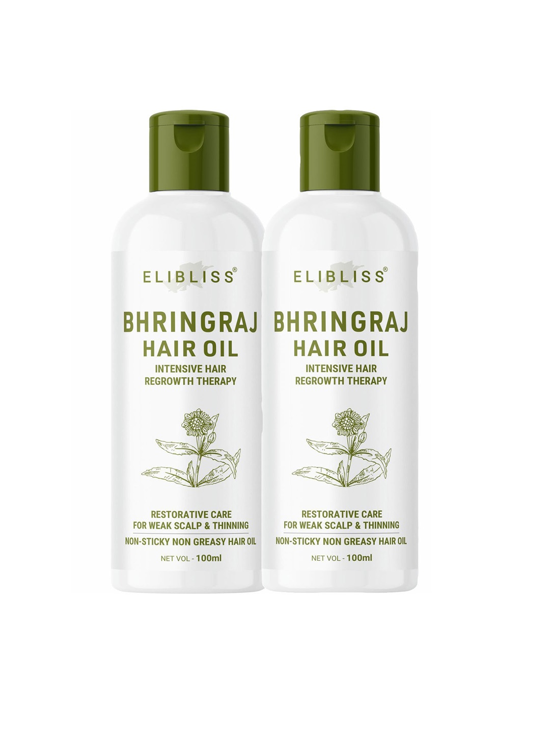 ELIBLISS Set Of 2 Bhringraj Oil For Hair Growth & Resolve Dandruff Issue-100ml Each, Green
ELIBLISS Set Of 2 Bhringraj Oil For Hair Growth & Resolve Dandruff Issue-100ml Each, Green
