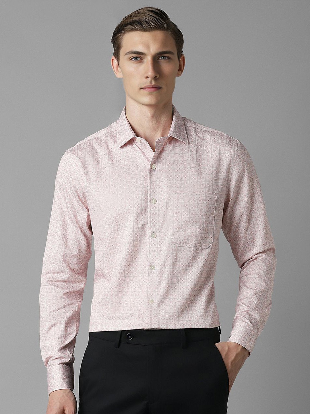 Louis Philippe Men Spread Collar Abstract Printed Cotton Slim Fit Formal Shirt, Pink
Louis Philippe Men Spread Collar Abstract Printed Cotton Slim Fit Formal Shirt, Pink