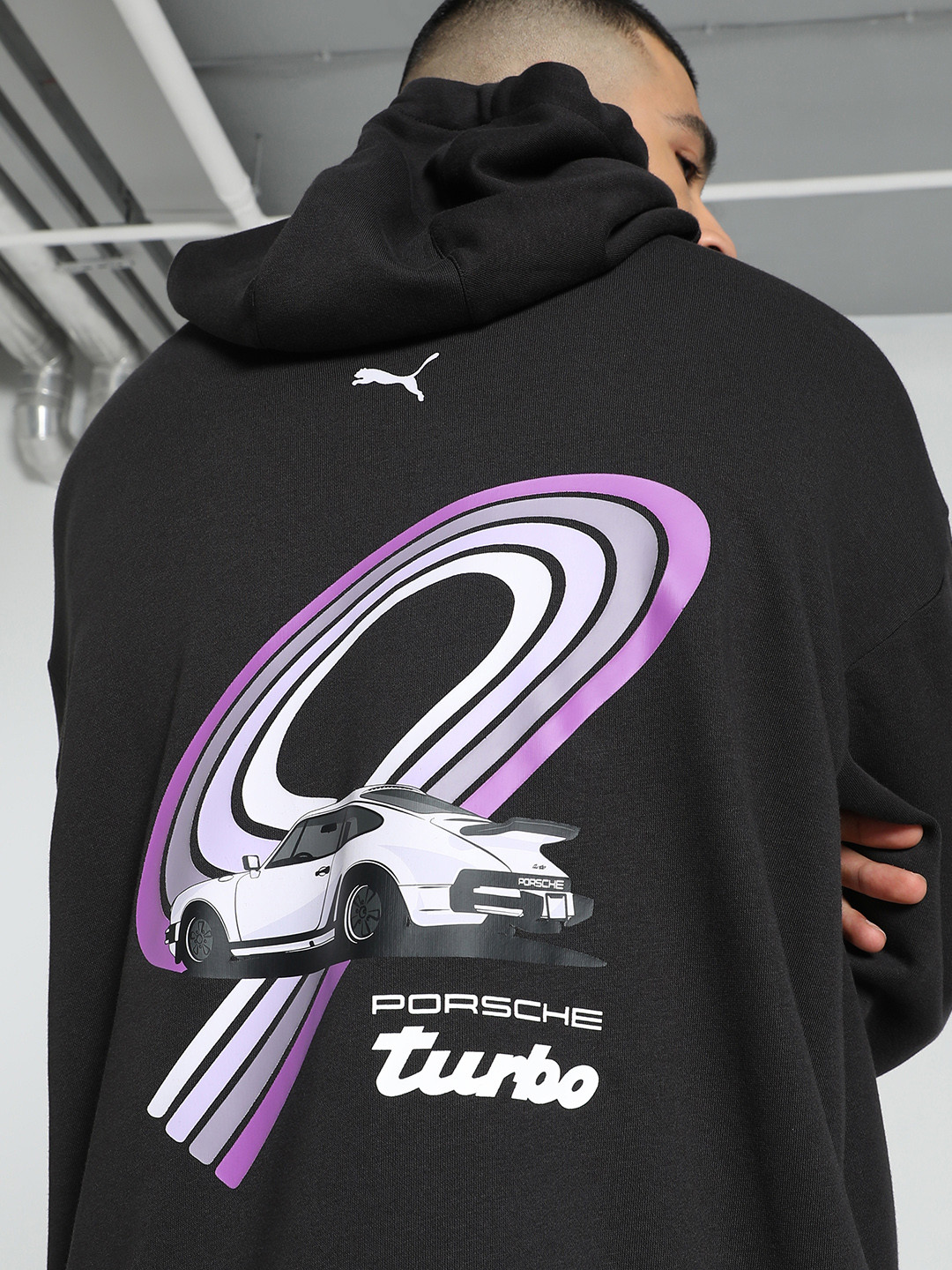 PUMA Motorsport Porsche Legacy 911 Graphic Printed Relaxed Fit Hooded Sweatshirt, Black 
PUMA Motorsport Porsche Legacy 911 Graphic Printed Relaxed Fit Hooded Sweatshirt, Black