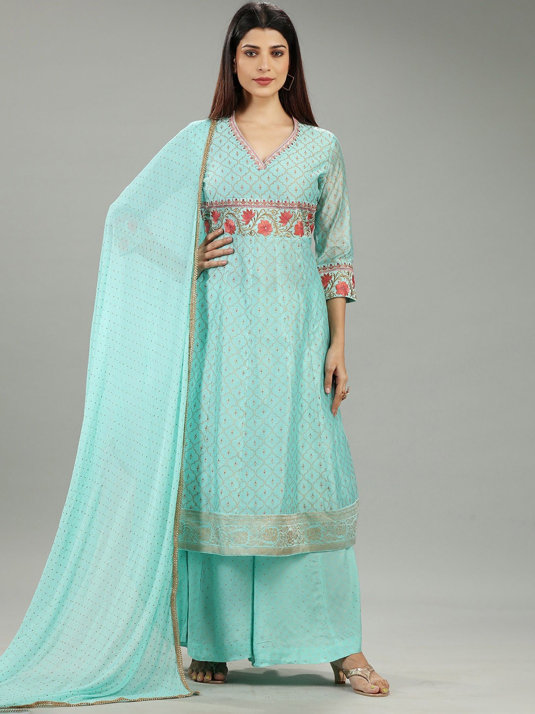 COTTON CULTURE Women Floral Printed Regular Chanderi Cotton Kurta with Sharara & With Dupatta, Sea green
COTTON CULTURE Women Floral Printed Regular Chanderi Cotton Kurta with Sharara & With Dupatta, Sea green