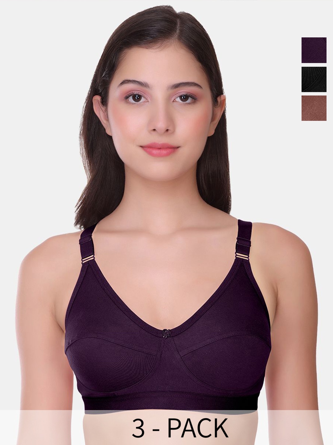 POOJA RAGENEE Women Pack of 3 Solid Non Padded Cotton Non Wired Full Coverage Tshirt Bra, Burgundy
POOJA RAGENEE Women Pack of 3 Solid Non Padded Cotton Non Wired Full Coverage Tshirt Bra, Burgundy