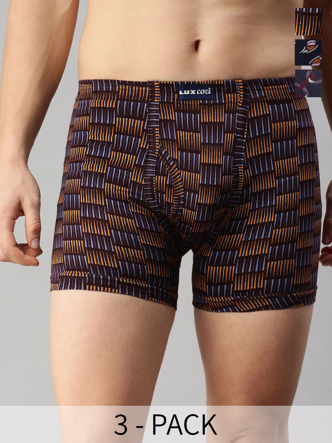 Lux Cozi Pack Of 3 Printed Combed Cotton Trunks COZI_BIGSHOT_LONGS_PRINT_IE_ASST5_3PC, Blue
Lux Cozi Pack Of 3 Printed Combed Cotton Trunks COZI_BIGSHOT_LONGS_PRINT_IE_ASST5_3PC, Blue