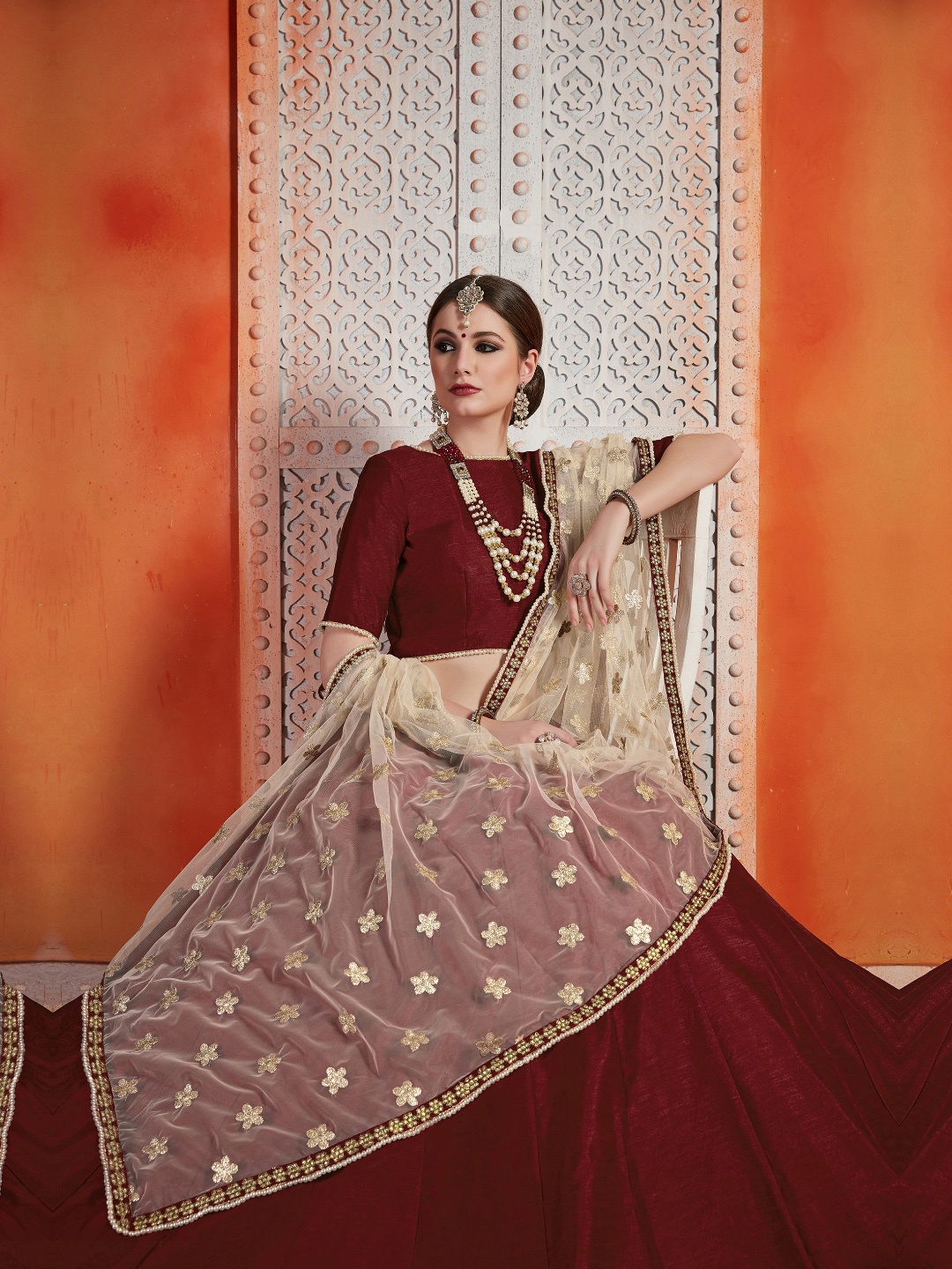 Fusionic Beads and Stones Semi-Stitched Lehenga & Unstitched Blouse With Dupatta, Maroon
Fusionic Beads and Stones Semi-Stitched Lehenga & Unstitched Blouse With Dupatta, Maroon