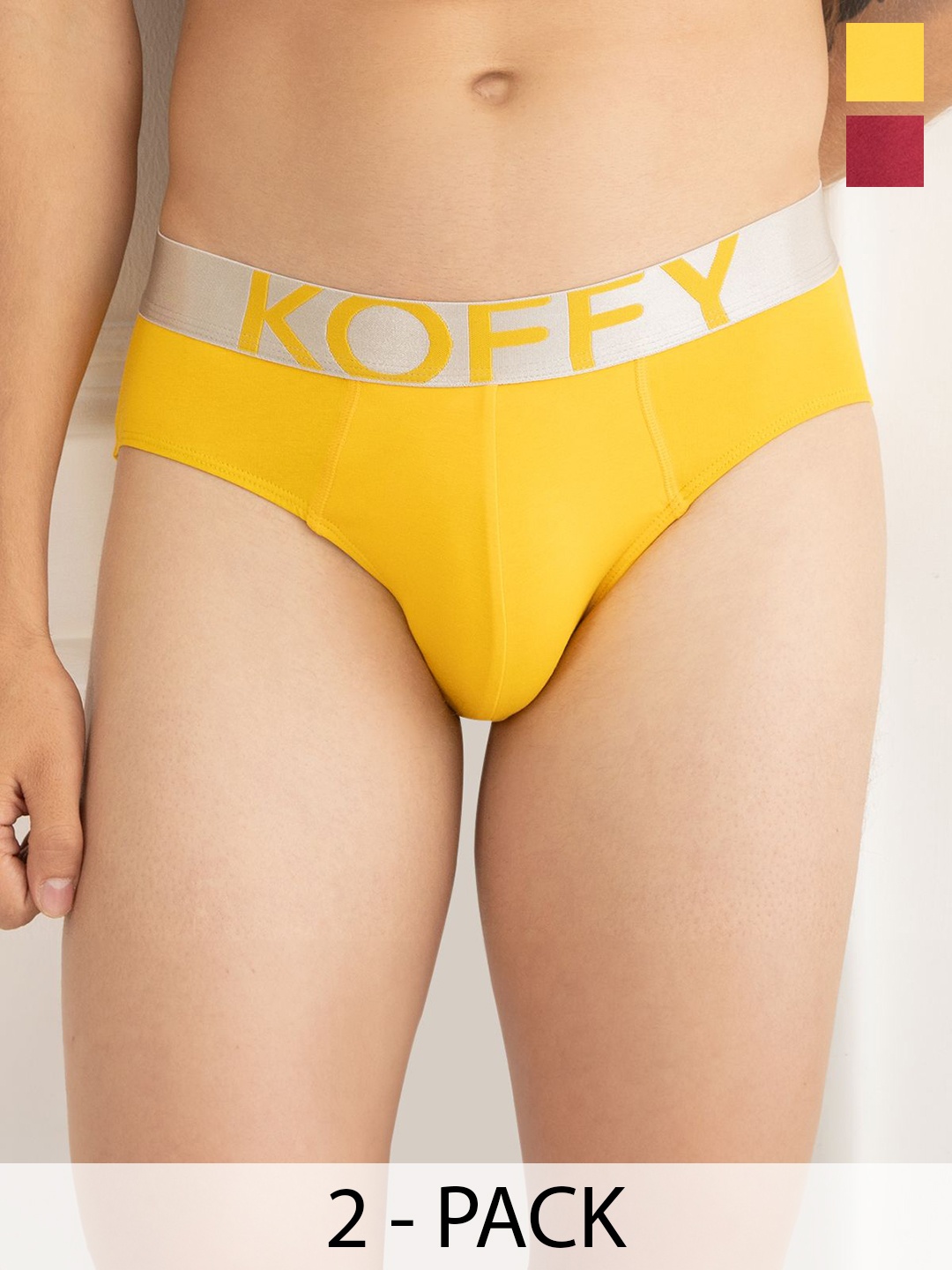 KOFFY Pack of 2 Anti Microbial Mid Waist Basic Briefs-KOFFY_KI26_YLW_MNRD_2PC, Yellow
KOFFY Pack of 2 Anti Microbial Mid Waist Basic Briefs-KOFFY_KI26_YLW_MNRD_2PC, Yellow