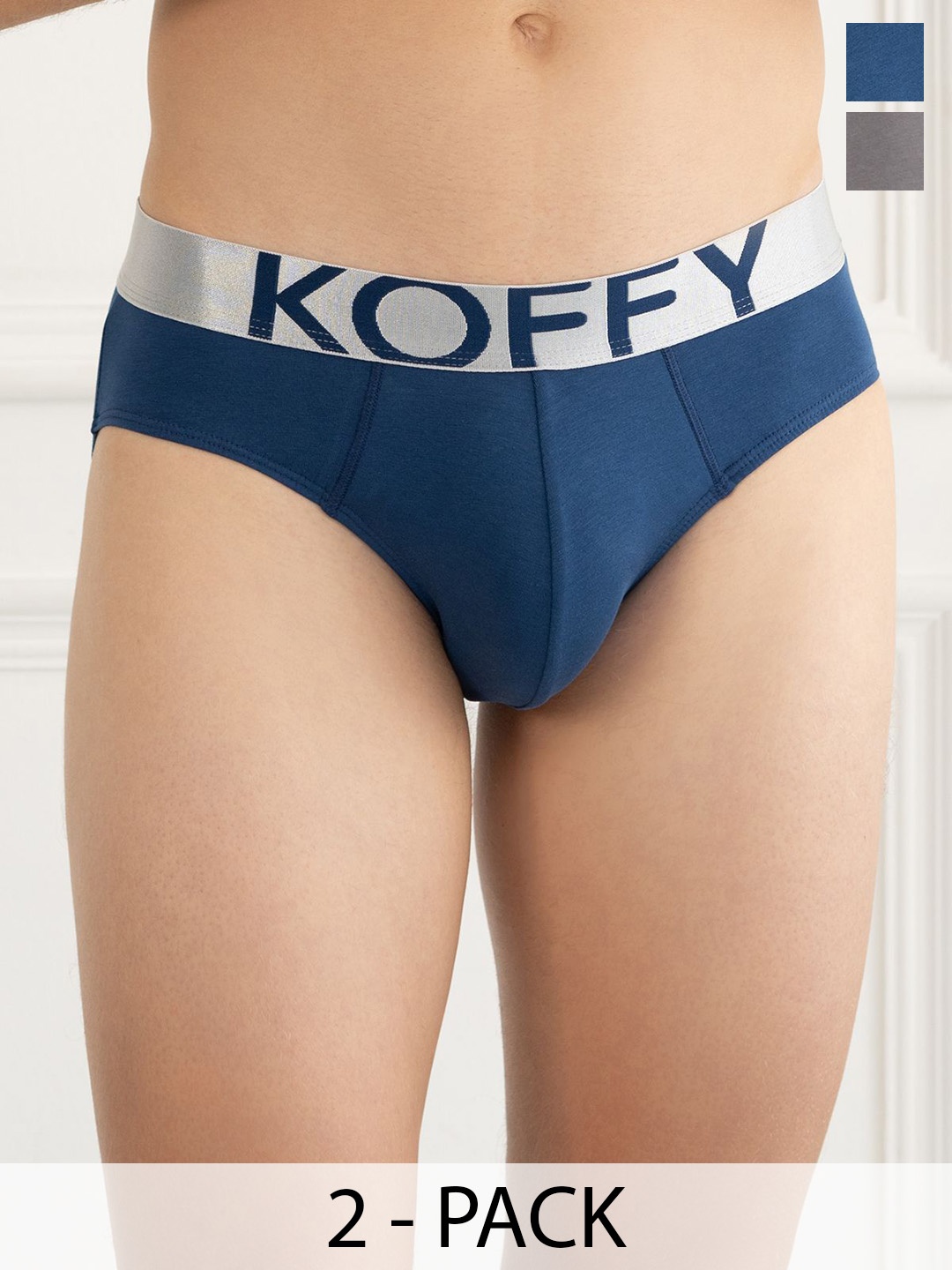 KOFFY Pack of 2 Men Anti Microbial Mid Waist Basic Briefs-KOFFY_KI26_DGR_AFBU_2PC, Grey
KOFFY Pack of 2 Men Anti Microbial Mid Waist Basic Briefs-KOFFY_KI26_DGR_AFBU_2PC, Grey