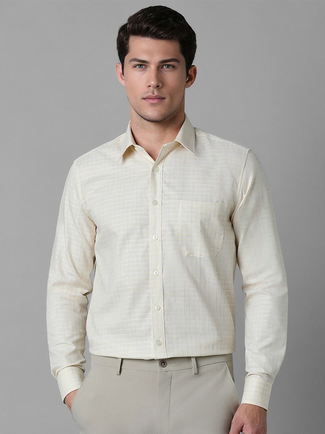 Louis Philippe Men Spread Collar Other Checks Checked Cotton Slim Fit Formal Shirt, Cream
Louis Philippe Men Spread Collar Other Checks Checked Cotton Slim Fit Formal Shirt, Cream