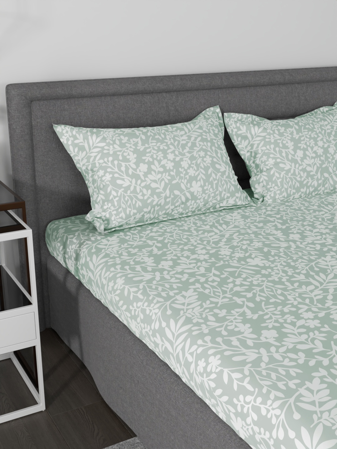 Myntra Elegant Homes Grey & White Floral Cotton 144 TC King Bedsheet with 2 Pillow Covers
Myntra Elegant Homes Grey & White Floral Cotton 144 TC King Bedsheet with 2 Pillow Covers