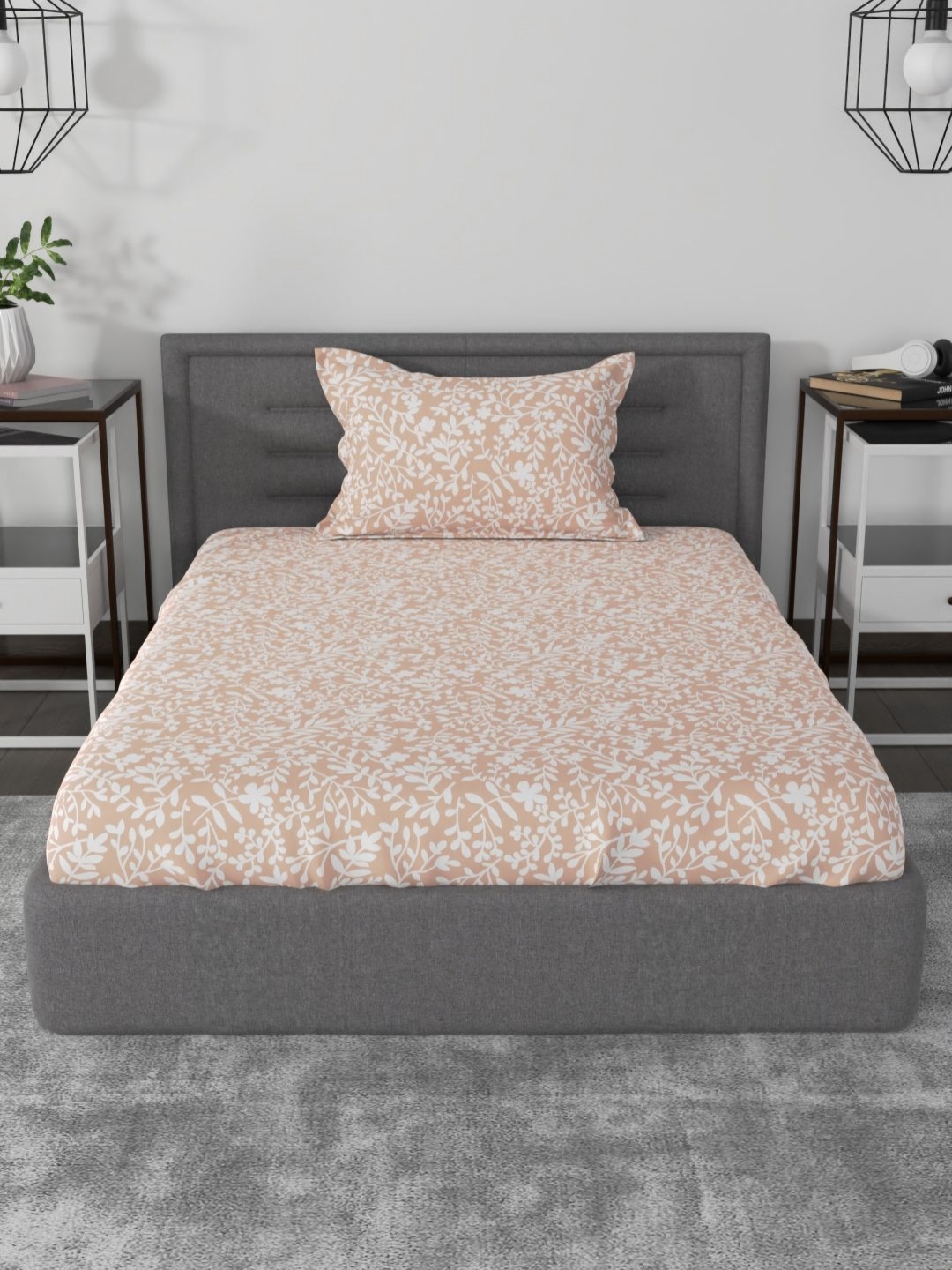 Myntra Elegant Homes Peach Floral 144 TC Pure Cotton Single Bedsheet with 1 Pillow Covers
Myntra Elegant Homes Peach Floral 144 TC Pure Cotton Single Bedsheet with 1 Pillow Covers