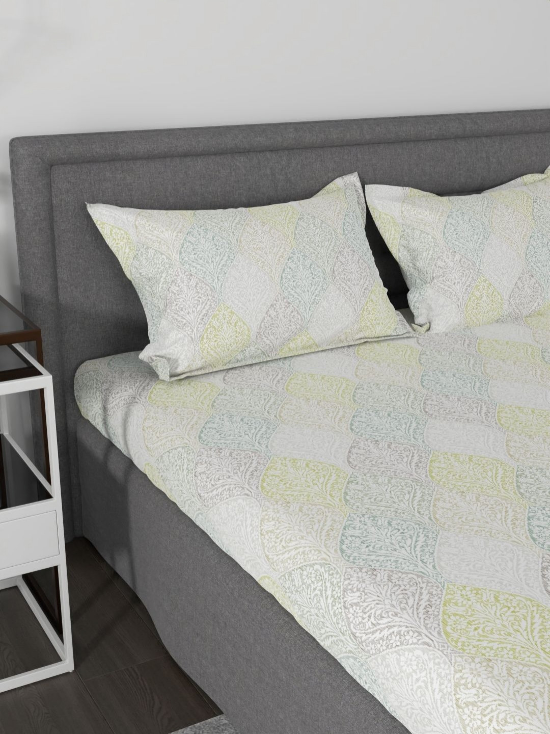 Myntra Elegant Homes Grey Ethnic Motifs Cotton 144 TC Queen Bedsheet with 2 Pillow Covers, Olive
Myntra Elegant Homes Grey Ethnic Motifs Cotton 144 TC Queen Bedsheet with 2 Pillow Covers, Olive