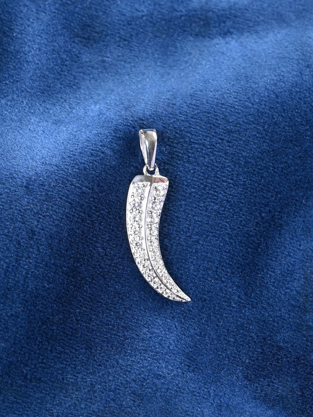 Clara Men Rhodium-Plated 925 Sterling Silver Cubic Zirconia-Studded Contemporary Pendant
Clara Men Rhodium-Plated 925 Sterling Silver Cubic Zirconia-Studded Contemporary Pendant