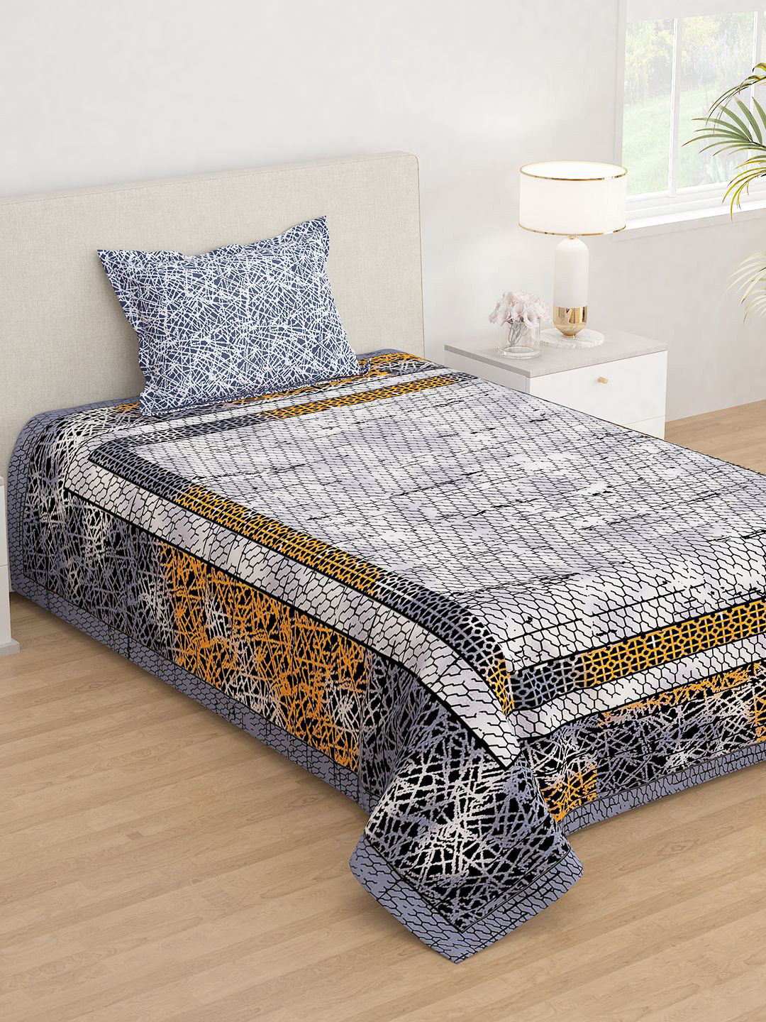 Story@home Grey & Black Printed 210 TC Microfiber Single Bedsheet With 1 Pillow Cover
Story@home Grey & Black Printed 210 TC Microfiber Single Bedsheet With 1 Pillow Cover