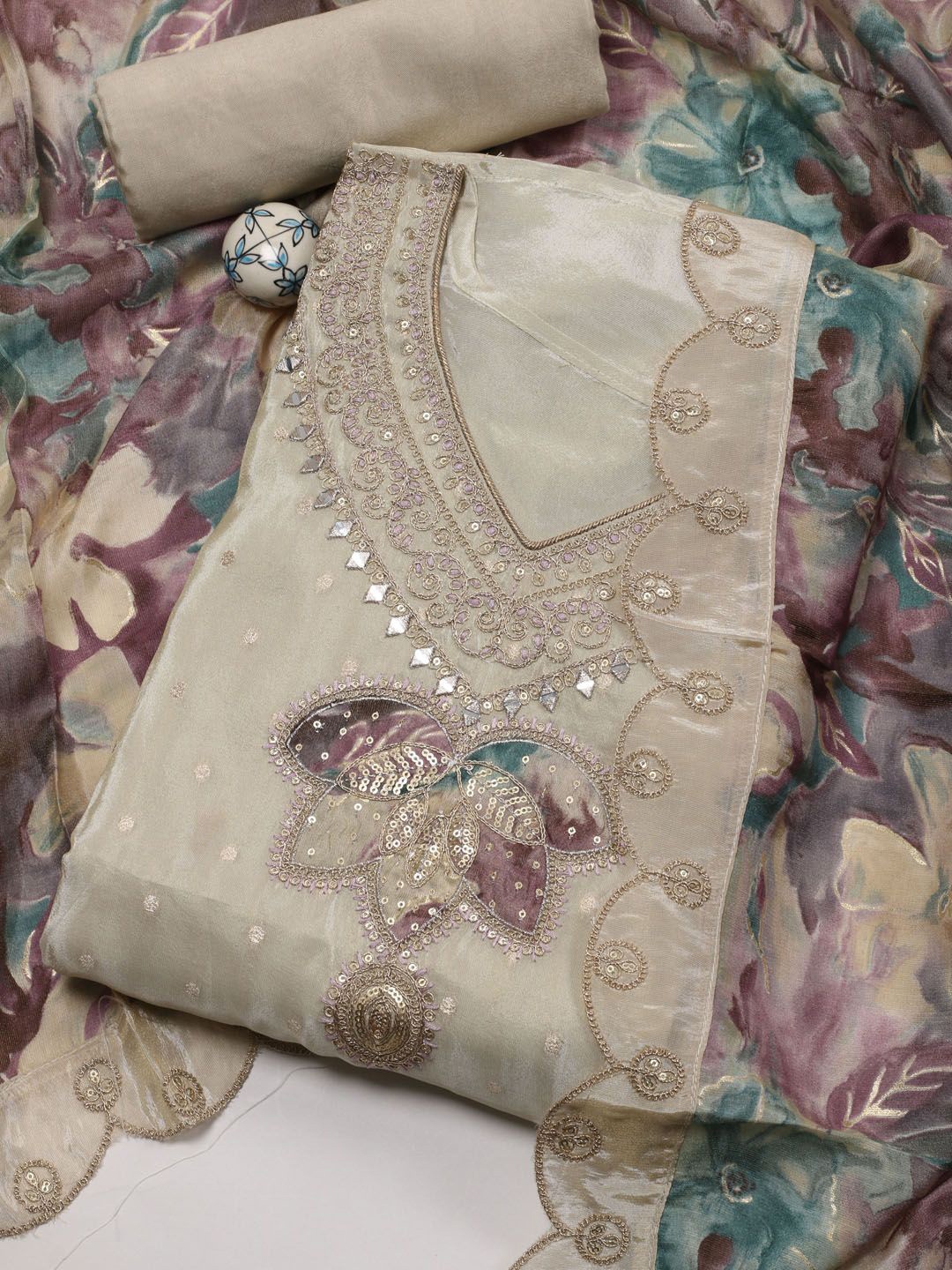 Meena Bazaar Ethnic Motifs Woven Design Mirror Work & Sequinned Unstitched Dress Material, Cream
Meena Bazaar Ethnic Motifs Woven Design Mirror Work & Sequinned Unstitched Dress Material, Cream