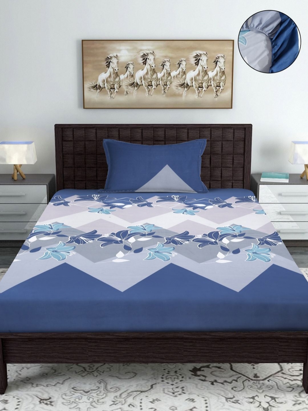 SOKNACK Blue & White Floral Printed 280 TC Fitted Single Bedsheet With 1 Pillow Cover
SOKNACK Blue & White Floral Printed 280 TC Fitted Single Bedsheet With 1 Pillow Cover