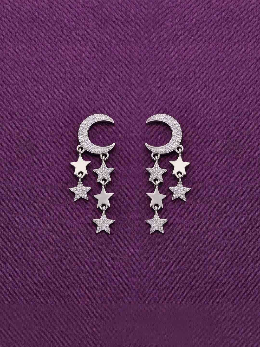 KAI JEWEL Luna Stars 92.5 Sterling Silver Rhodium-Plated Cubic Zirconia Drop Earrings
KAI JEWEL Luna Stars 92.5 Sterling Silver Rhodium-Plated Cubic Zirconia Drop Earrings