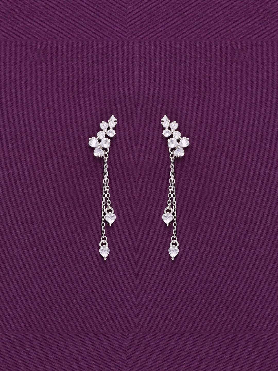KAI JEWEL 92.5 Sterling Silver Rhodium-Plated Cubic Zirconia Studded Floral Drop Earrings
KAI JEWEL 92.5 Sterling Silver Rhodium-Plated Cubic Zirconia Studded Floral Drop Earrings