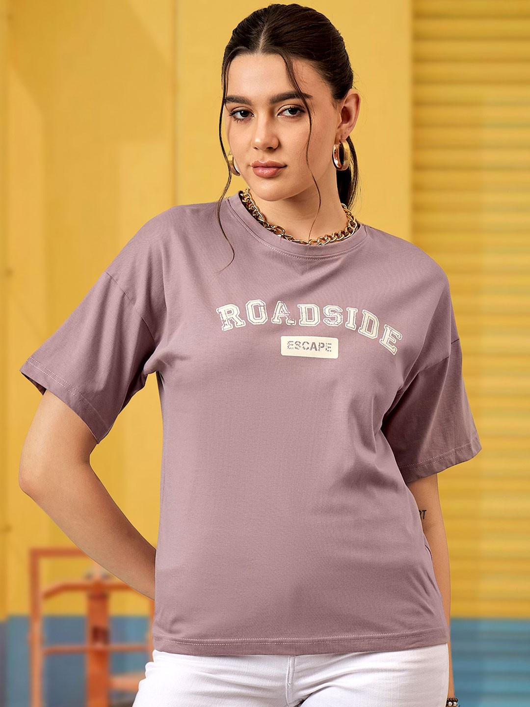 The Roadster Lifestyle Co. Women Typography Graphic Round Neck Cotton T-Shirt, Lavender
The Roadster Lifestyle Co. Women Typography Graphic Round Neck Cotton T-Shirt, Lavender