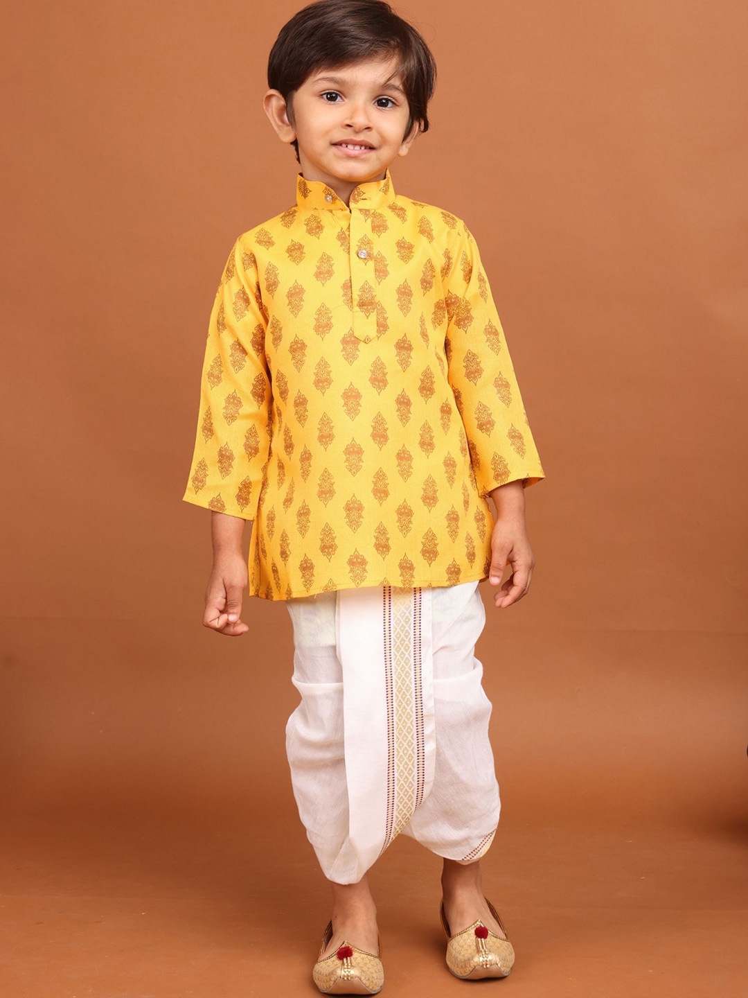 SHIWAM ETHNIX Boys Ethnic Motifs Printed Regular Kurta with Dhoti Pants, Yellow
SHIWAM ETHNIX Boys Ethnic Motifs Printed Regular Kurta with Dhoti Pants, Yellow