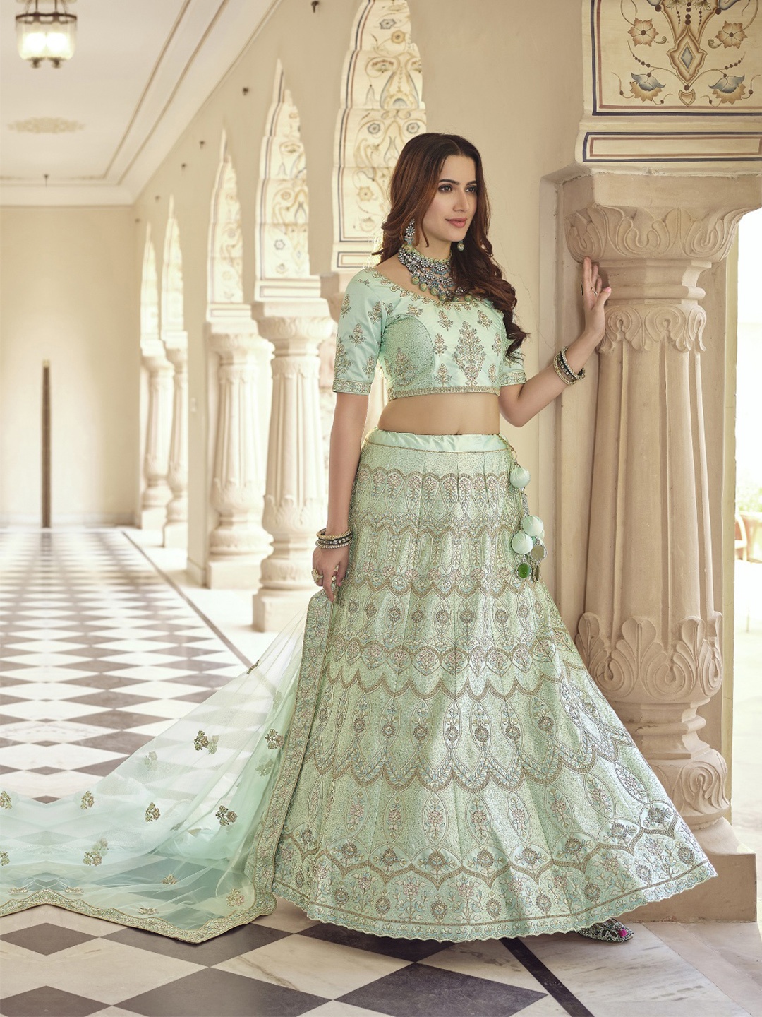 Fusionic Embroidered Sequinned Semi-Stitched Lehenga & Unstitched Blouse With Dupatta, Green
Fusionic Embroidered Sequinned Semi-Stitched Lehenga & Unstitched Blouse With Dupatta, Green