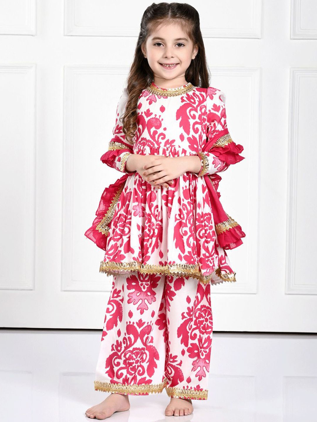 THE PONY & PEONY CO. Girls Ethnic Motifs Printed A Line Kurta & Palazzos With Dupatta, Pink
THE PONY & PEONY CO. Girls Ethnic Motifs Printed A Line Kurta & Palazzos With Dupatta, Pink