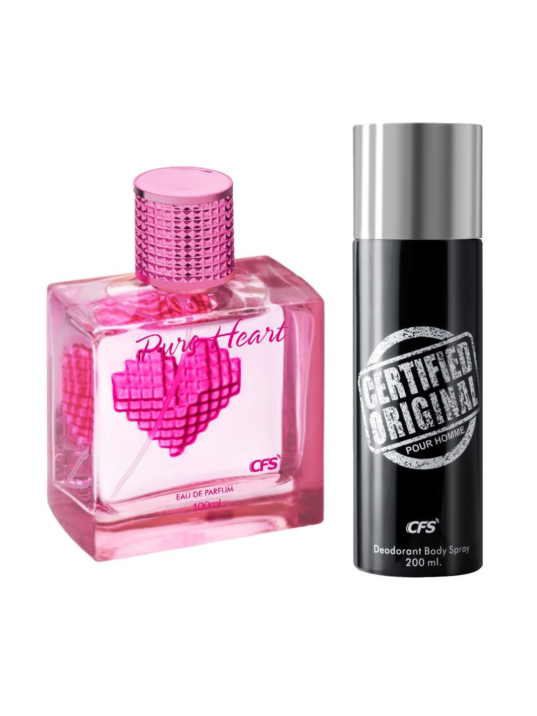 CFS Pure Heart Pink Eau De Parfum & Certified Original Black Long Lasting Deodorant Combo
CFS Pure Heart Pink Eau De Parfum & Certified Original Black Long Lasting Deodorant Combo