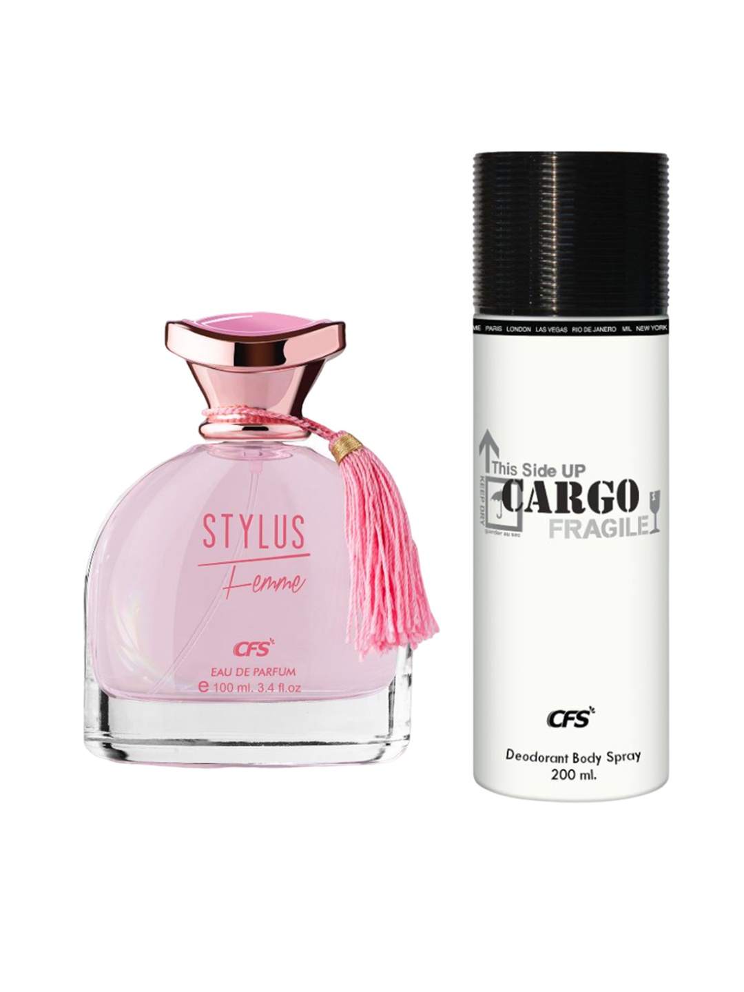CFS Stylus Pink EDP Long Lasting Perfume & Cargo White Deodorant Body Spray - 300ml
CFS Stylus Pink EDP Long Lasting Perfume & Cargo White Deodorant Body Spray - 300ml