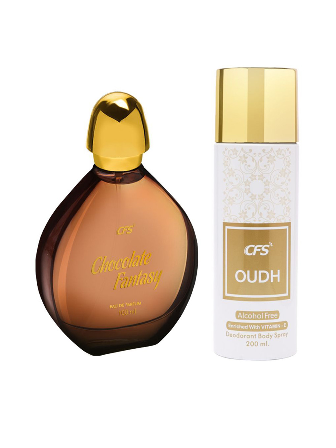 CFS Women Set of Chocolate Fantasy Eau De Parfum 100ml & Oudh Deodorant Body Spray 200ml, Brown
CFS Women Set of Chocolate Fantasy Eau De Parfum 100ml & Oudh Deodorant Body Spray 200ml, Brown
