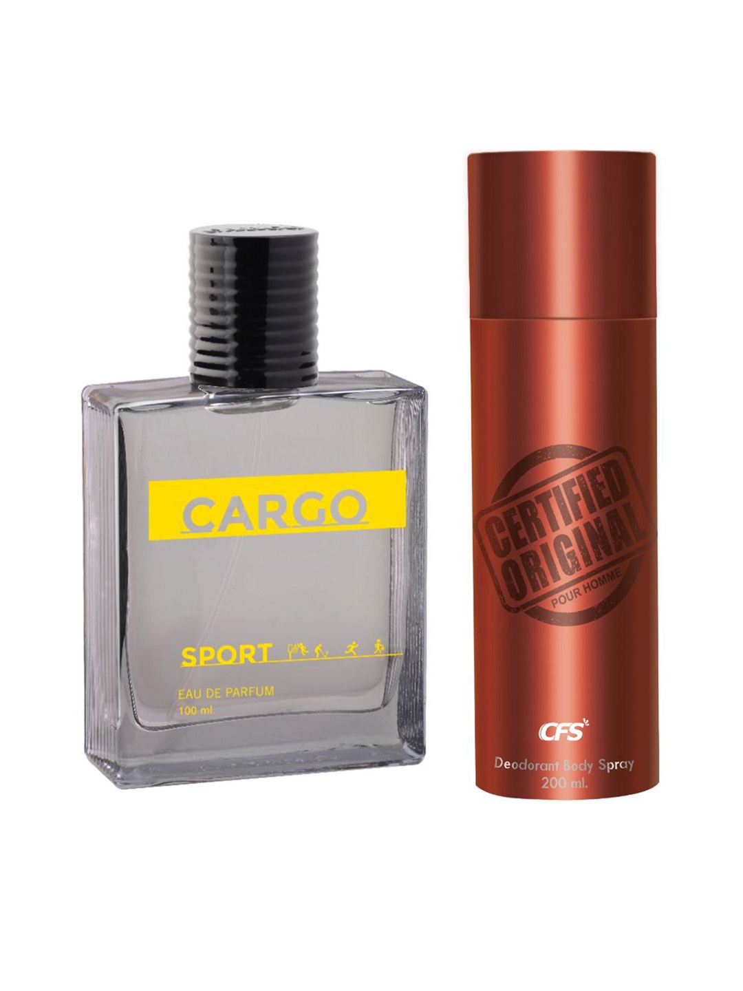 CFS Set of Cargo Sports Eau De Parfum - 100ml & Certified Original Deodorant Spray - 200ml, Grey
CFS Set of Cargo Sports Eau De Parfum - 100ml & Certified Original Deodorant Spray - 200ml, Grey