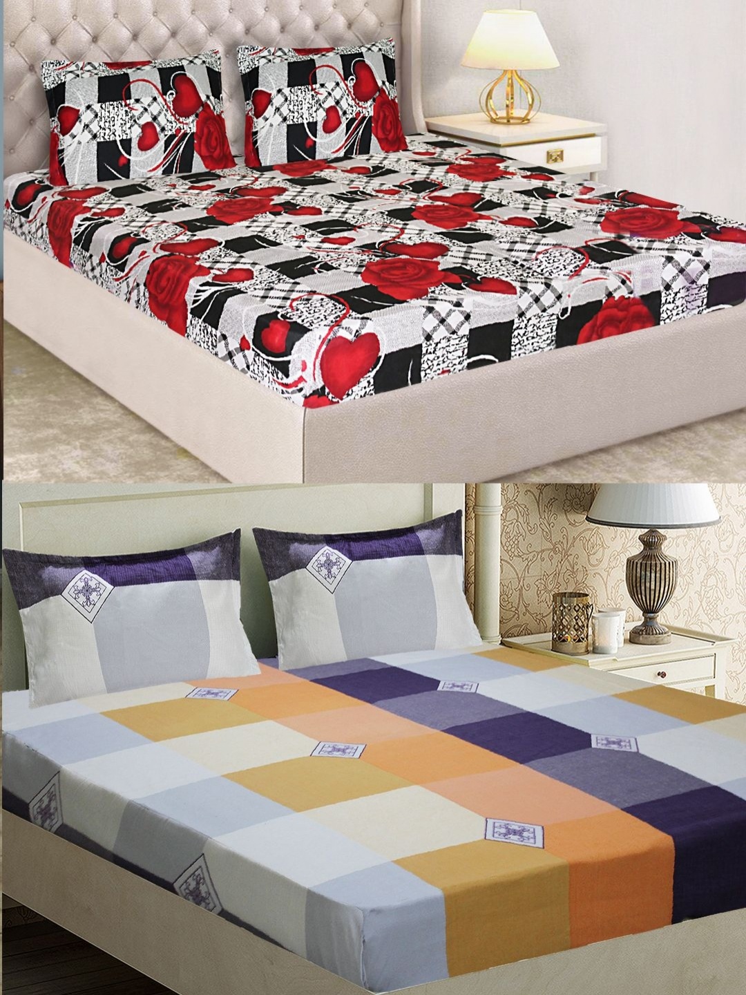 Aura Red & Grey Floral Printed 144 TC Microfiber 2 Double Queen Bedsheet & 4 Pillow Covers
Aura Red & Grey Floral Printed 144 TC Microfiber 2 Double Queen Bedsheet & 4 Pillow Covers