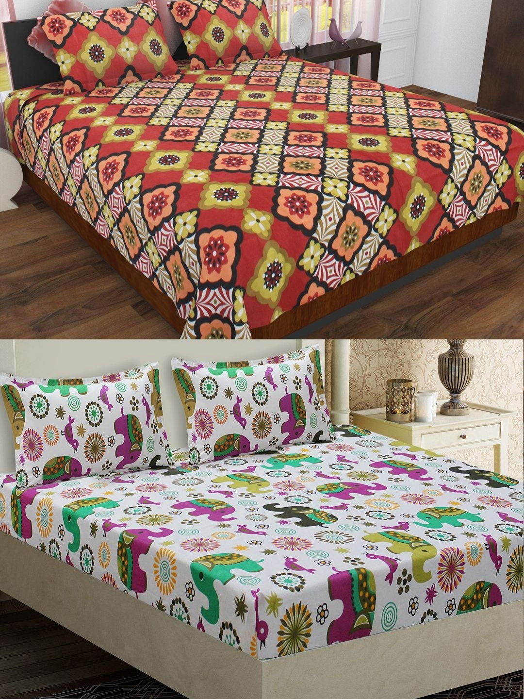 Aura White & Red Geometric Printed Cotton 144 TC 2 Queen Bedsheet With 4 Pillow Covers
Aura White & Red Geometric Printed Cotton 144 TC 2 Queen Bedsheet With 4 Pillow Covers