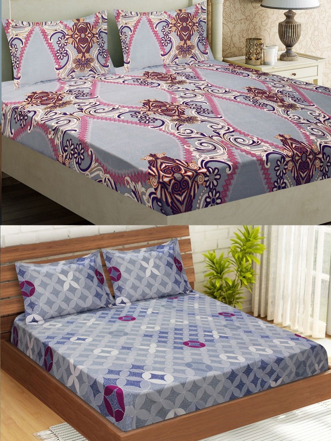 Aura Grey Floral Printed 160 TC Microfiber 2 Double Queen Bedsheet & 4 Pillow Covers
Aura Grey Floral Printed 160 TC Microfiber 2 Double Queen Bedsheet & 4 Pillow Covers