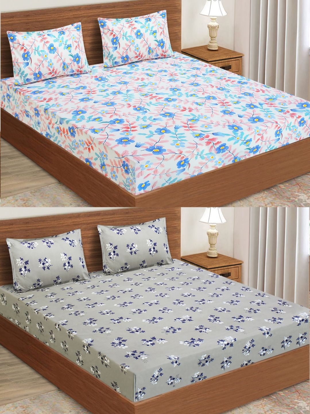 Aura Grey & White Floral Printed Microfiber 160 TC 2 Queen Bedsheet With 4 Pillow Covers
Aura Grey & White Floral Printed Microfiber 160 TC 2 Queen Bedsheet With 4 Pillow Covers