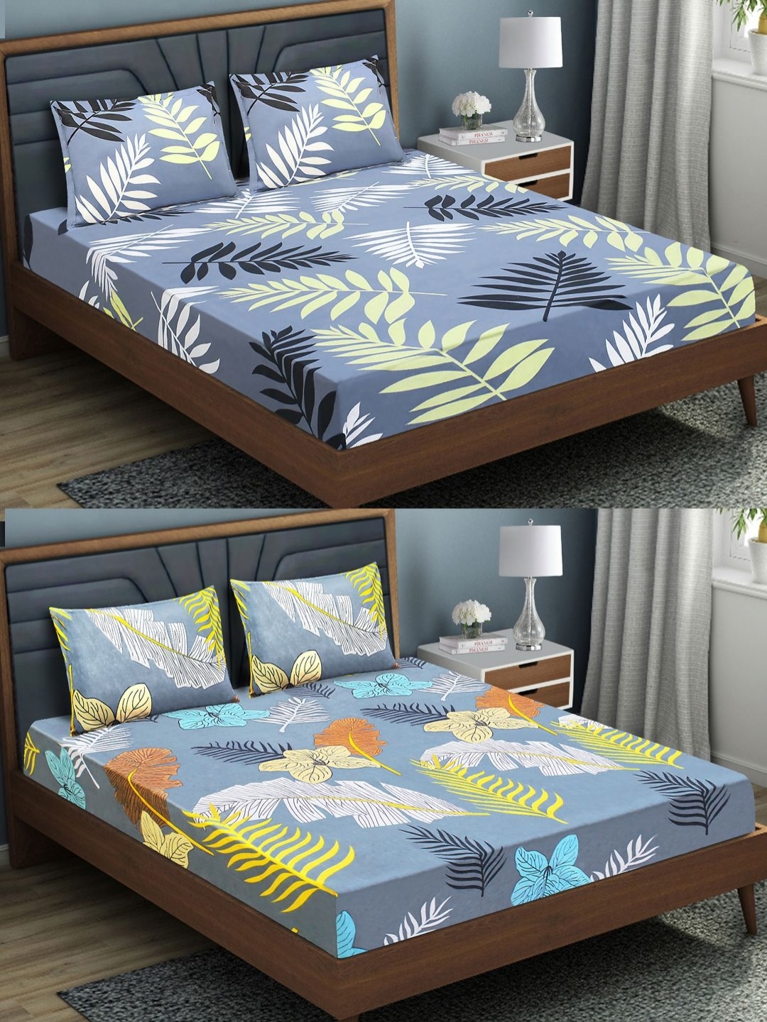 Aura Grey & Blue 6 Pieces Microfiber Floral 144 TC 2 Queen Bedsheet with Pillow Covers
Aura Grey & Blue 6 Pieces Microfiber Floral 144 TC 2 Queen Bedsheet with Pillow Covers