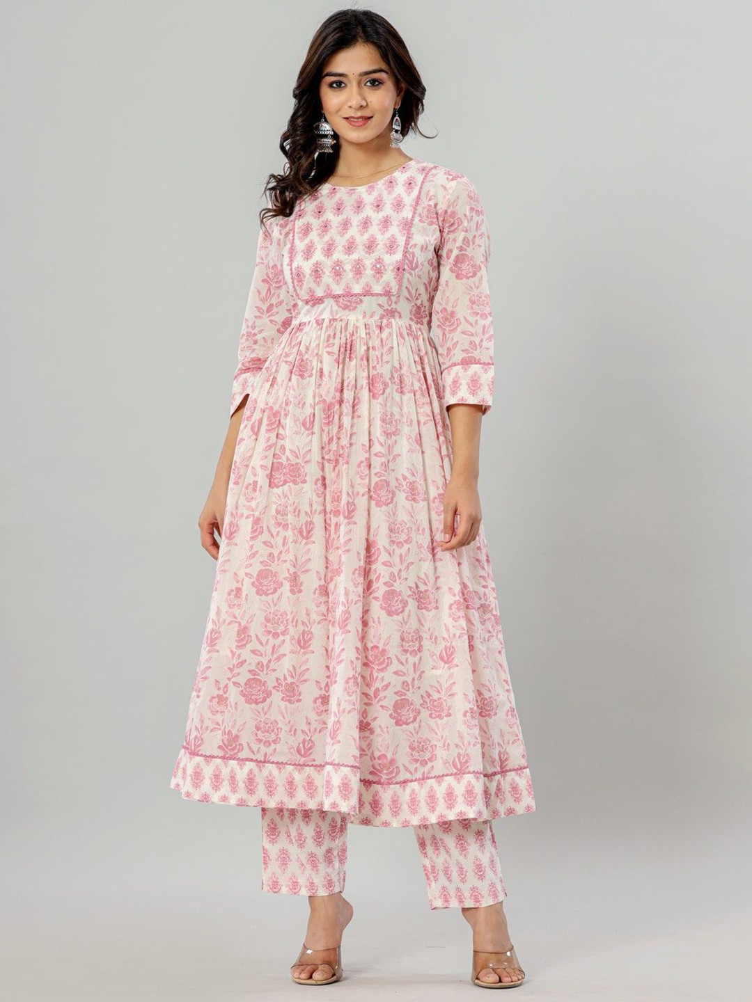JAIPUR ETHNIC Floral Printed Pure Cotton Anarkali Kurta with Trousers & Dupatta, Pink
JAIPUR ETHNIC Floral Printed Pure Cotton Anarkali Kurta with Trousers & Dupatta, Pink